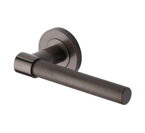 Knurled Door Handles on Round Rose