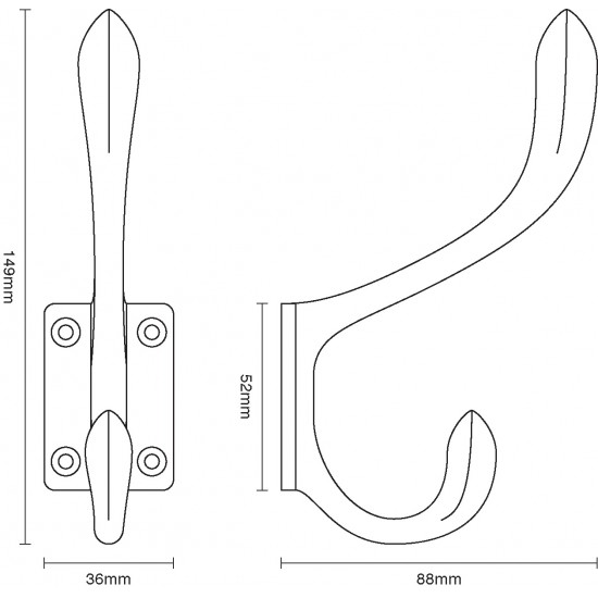 Croft 2735 Hat & Coat Hook - Bevelled Edge