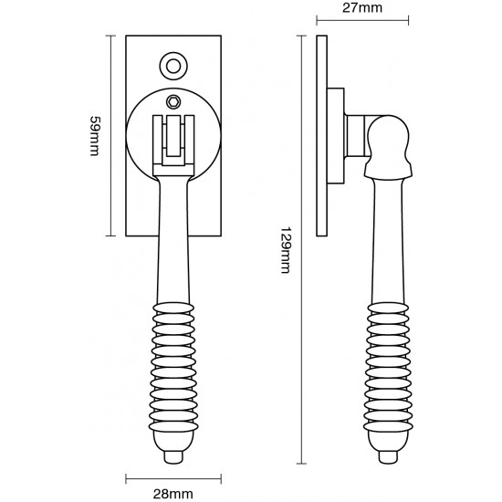 Croft 6439L Reeded Espagnolette Handle