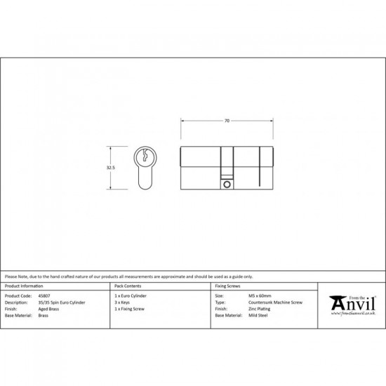 From the Anvil 5pin Euro Cylinder in Satin Chrome - Keyed Alike