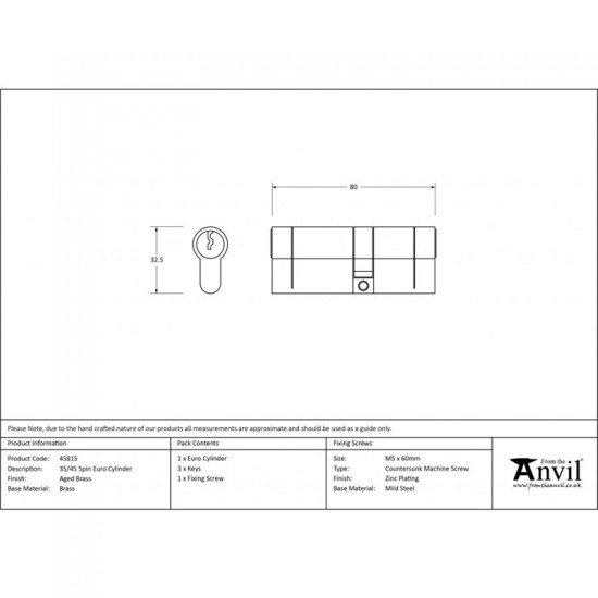 From the Anvil 5pin Euro Cylinder in Satin Chrome - Keyed Alike