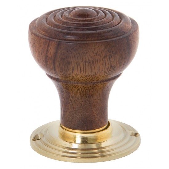 From the Anvil 83562 Wooden Ringed Mortice/Rim Knob Set in Rosewood & Polished Brass