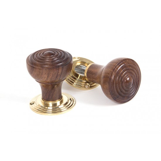 From the Anvil 83562 Wooden Ringed Mortice/Rim Knob Set in Rosewood & Polished Brass