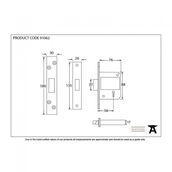 From the Anvil 3" BS 5 Lever Deadlock