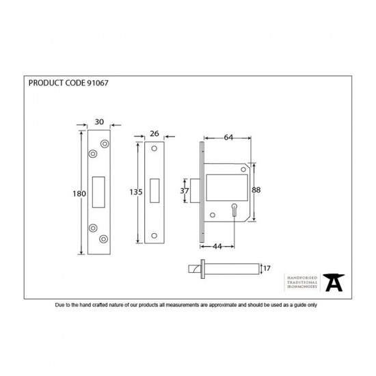 From the Anvil 2½" BS 5 Lever Deadlock - Keyed Alike