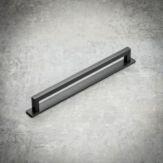 Slim Square Bar Cabinet Pull on a Backplate