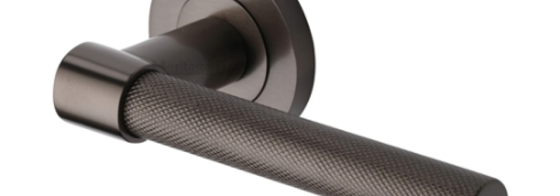 Knurled Door Handles on Round Rose 