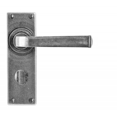 Finesse Design Allendale Range Bathroom Door Handle on a Backplate Set in Pewter