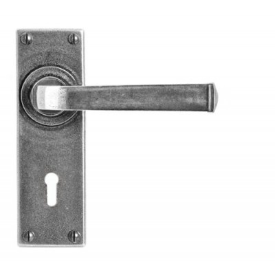 Finesse Design Allendale Range Lock/Key Hole Door Handle on a Backplate Set in Pewter