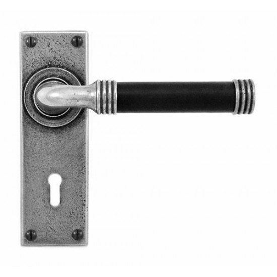 Finesse Design Jarrow Range Lock Door Handle on a Back Plate in Pewter