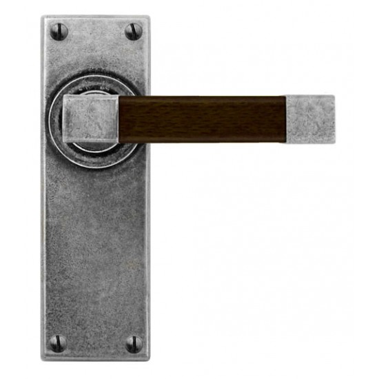 Finesse Design Eden Range Latch Door Handle on a Back Plate in Pewter