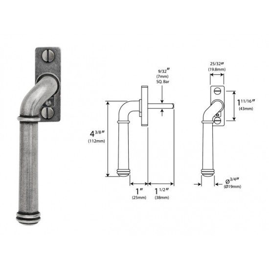 Finesse Design Durham Espagnolette Handle Left Handed in Pewter