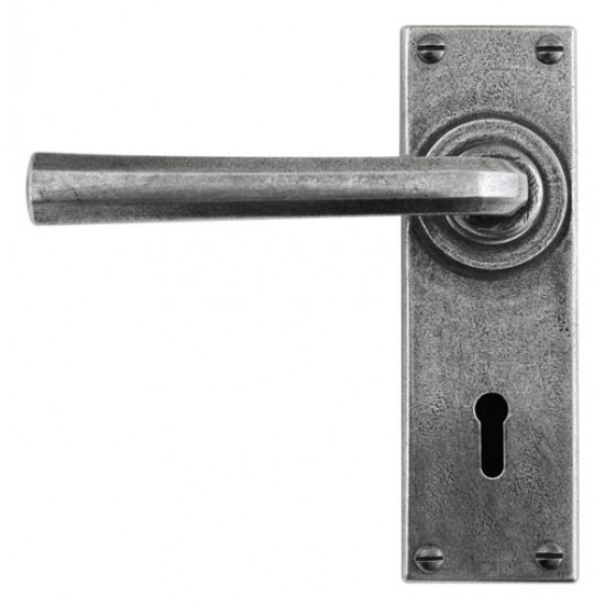 Finesse Design Tunstall Range Lock Door Handle on a Back Plate in Pewter